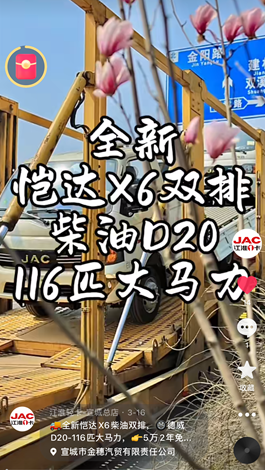 全新愷達(dá)X6柴油雙排，德威D20-116匹大馬力。